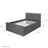 Čalouněná postel 160x200 šedá s lamelovým roštem 2 zásuvky