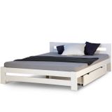 Manželská postel dřevěná 140x200 bílá borovice