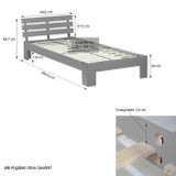 Dřevěná postel 90x200 šedá borovice