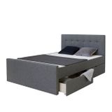 Čalouněná postel 160x200 šedá s lamelovým roštem 2 zásuvky