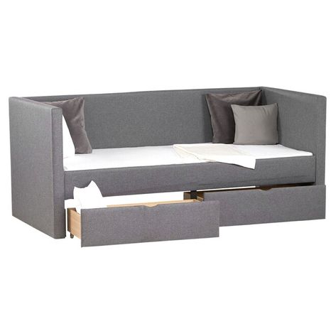 Čalouněná roztahovací postel 90 x 200 cm šedá