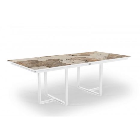 Hliníkový stůl s dektonovou deskou KHALO  280 x 100 cm entzo - bílý