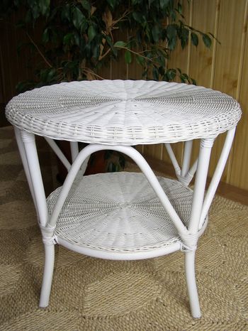 Ratanový stolek - bílá